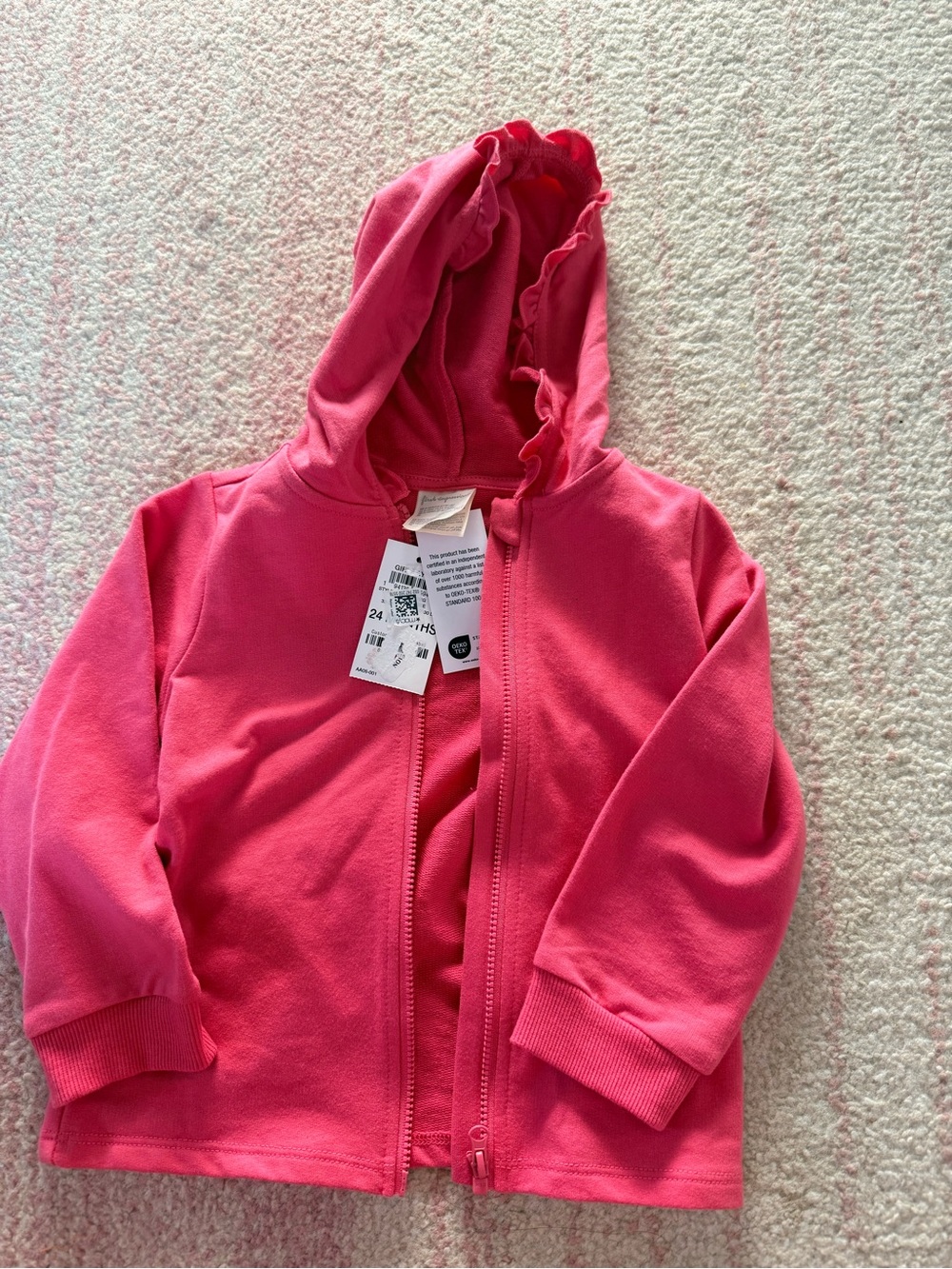 First Impressions Coral Hooded Zip Sweatshirt with Ruffle Trim